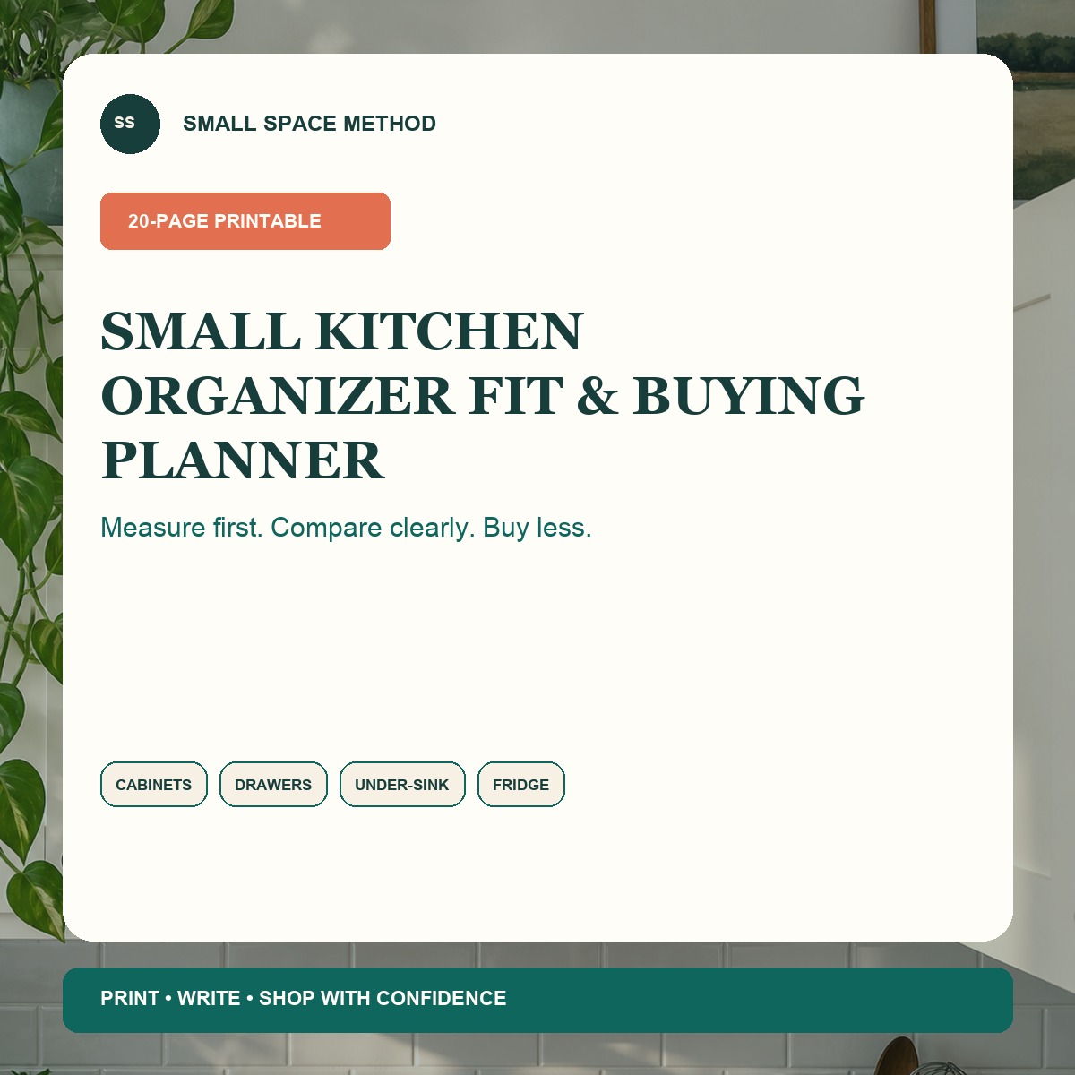 Small Kitchen Organizer Fit and Buying Planner cover