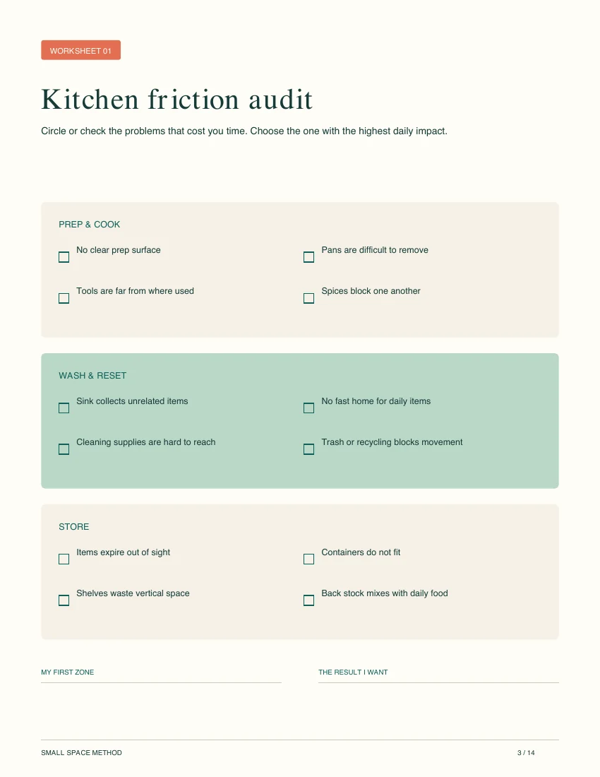 Preview of page 3 from the Small Kitchen Reset Kit