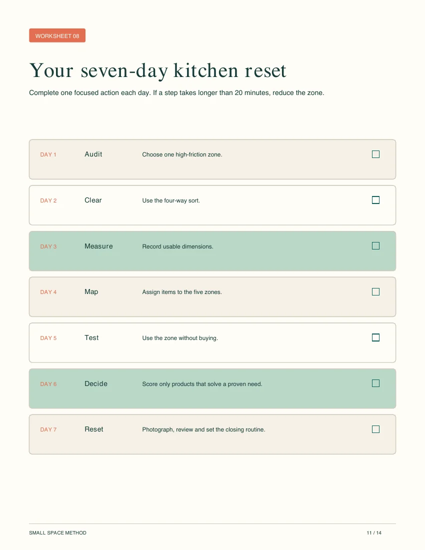 Preview of page 11 from the Small Kitchen Reset Kit