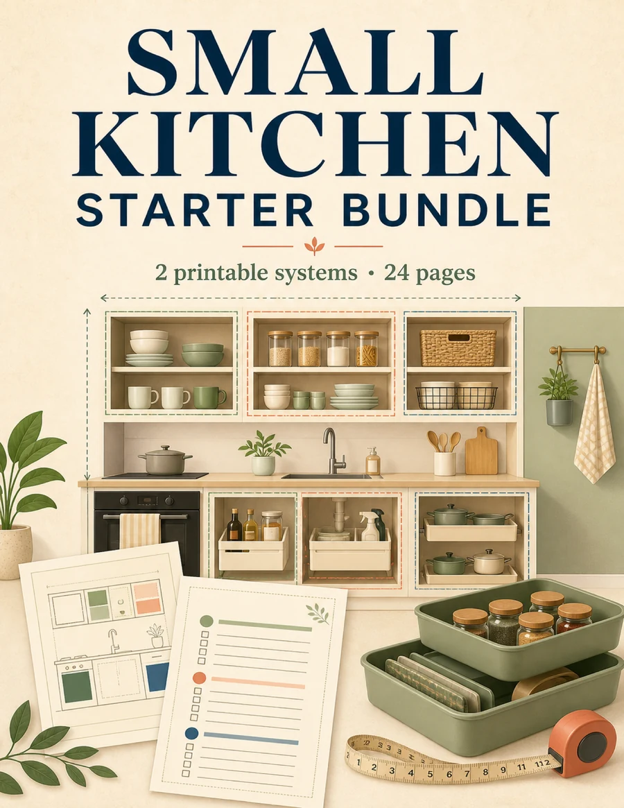 Small Kitchen Starter Bundle with two printable organization systems